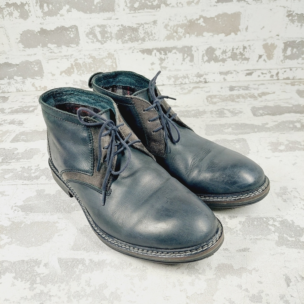Alfani Knight Black Leather Lace Up Fashion Chukka Casual Boots C7 - Picture 3 of 13